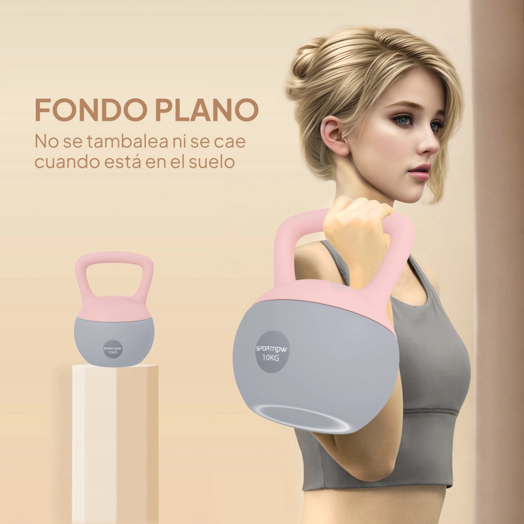 Kettlebell 10 kg con manico antiscivolo ¨C zephmum ¨C rosa e grigio 21x21x30 cm