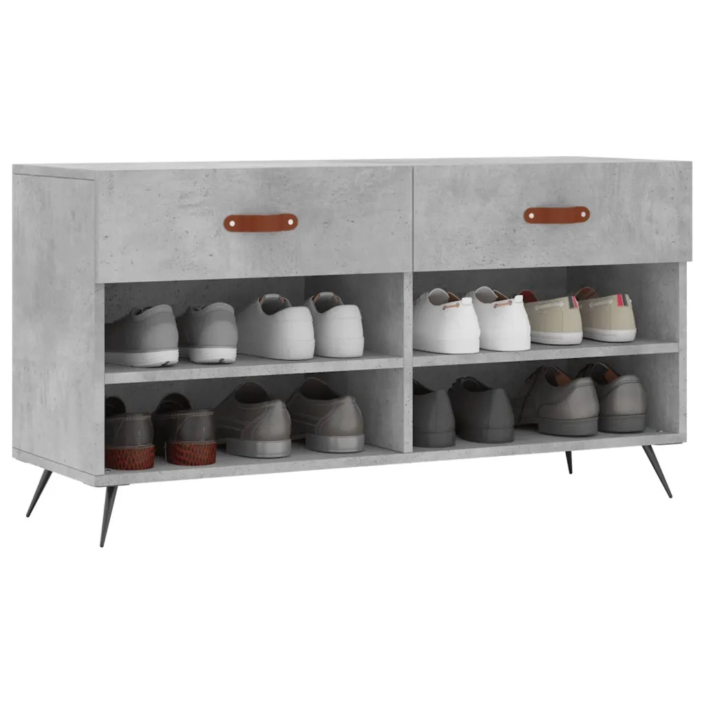 Panca Porta Scarpe | Scarpiera | Mobile per scarpe Grigio Cemento 102x35x55cm Legno Multistrato