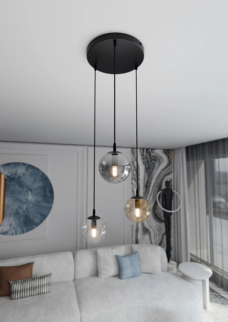 Emibig COSMO lampadario 3xE14 nero vetro multicolor premium