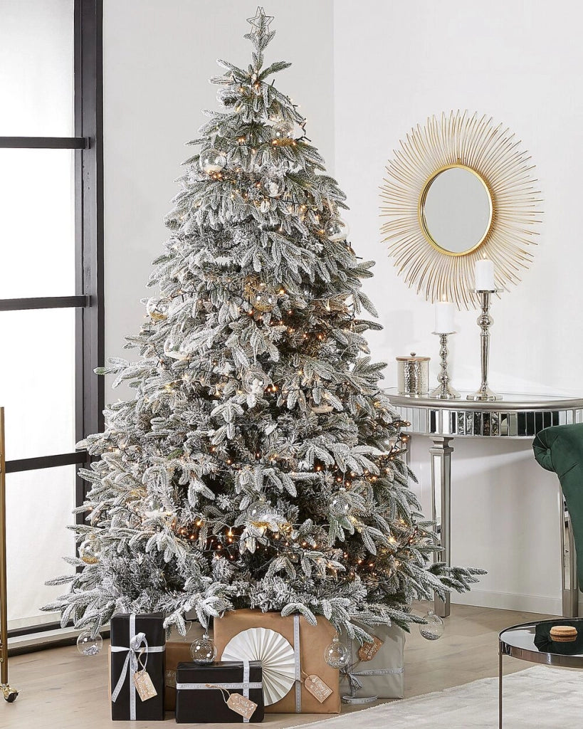 Albero di Natale Artificiale Bianco Innevato Base Metallo PVC 210 cm