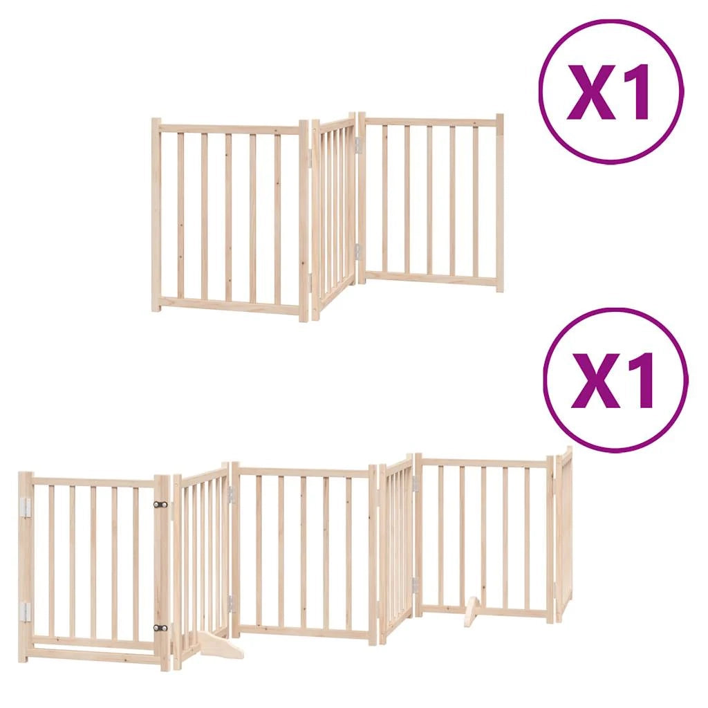 Cancelletto di sicurezza per cani con porta pieghevole 9 pannelli in legno di pioppo marrone 02_0023336