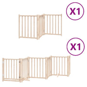 Cancelletto di sicurezza per cani con porta pieghevole 9 pannelli in legno di pioppo marrone 02_0023336