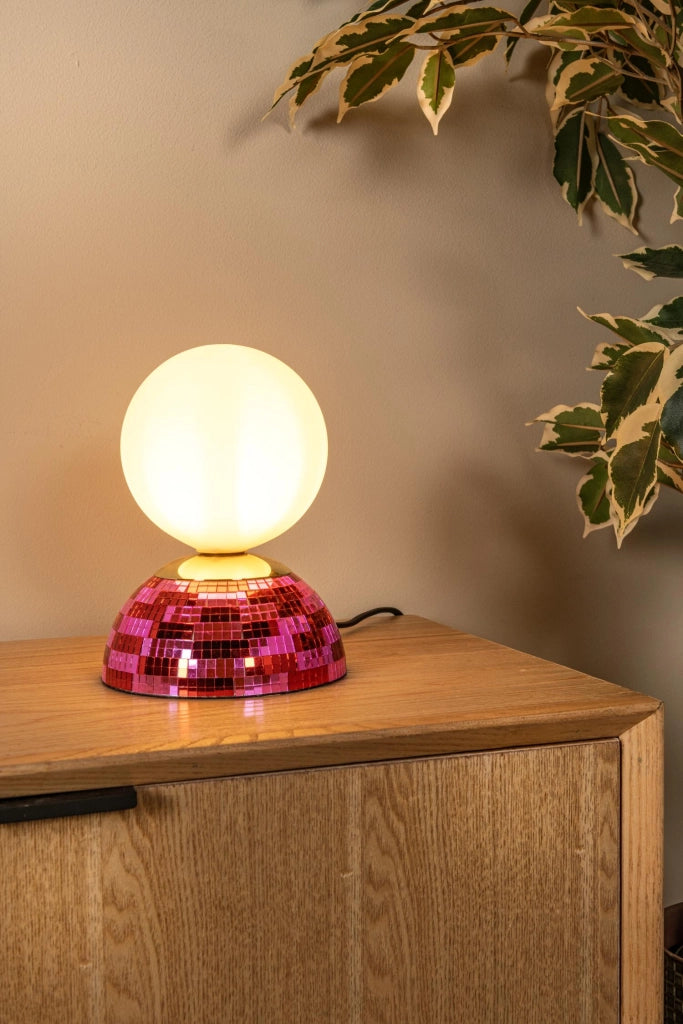 Lampada da tavolo retro GLITZER 1xG9 vetro rosa Lucide