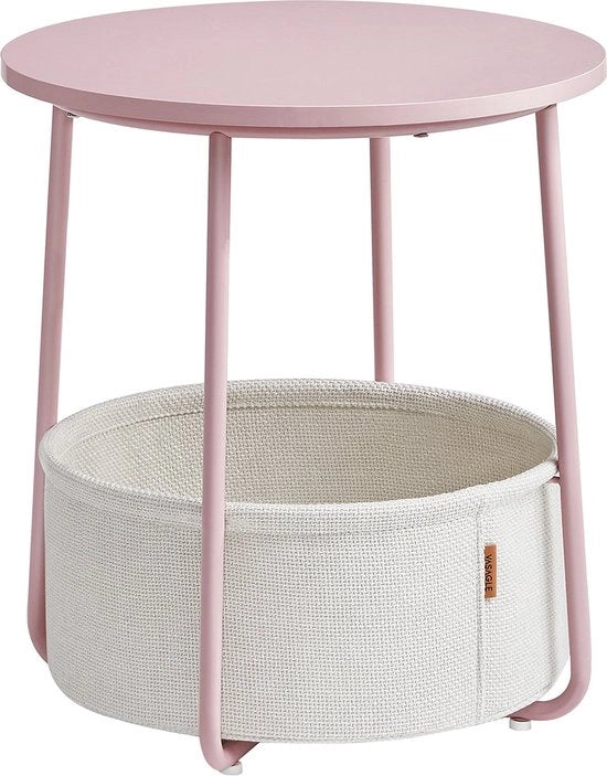 Tavolo da salotto rotondo - Tavolino da notte con cassetta - Cassettone da notte con cassettino - Con cassetta - Rosa