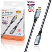 Trade Shop - Cavo Prolunga Usb-c Maschio Femmina Type-c 8k Ricarica Pd100w 1,2mt 20gbps T20g1 -
