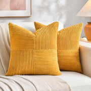 Set di cuscini 60 x 60 cm - Insieme da 2 - Boho/Corduroy - Molto morbidi/Decorativi - Chiusura a zip invisibile - Disegno classico - Cuscini decorativi