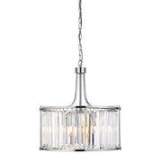 Lampadario Tondo Contemporaneo Victoria Acciaio Cromo Vetro 5 Luci E27