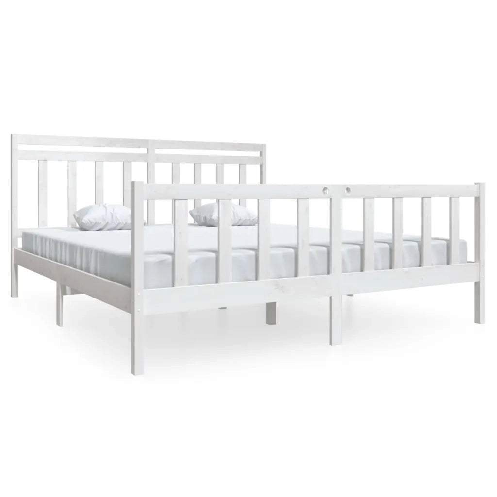 Giroletto-Struttura Letto Bianco 180x200 cm Super King in Legno Massello 913507