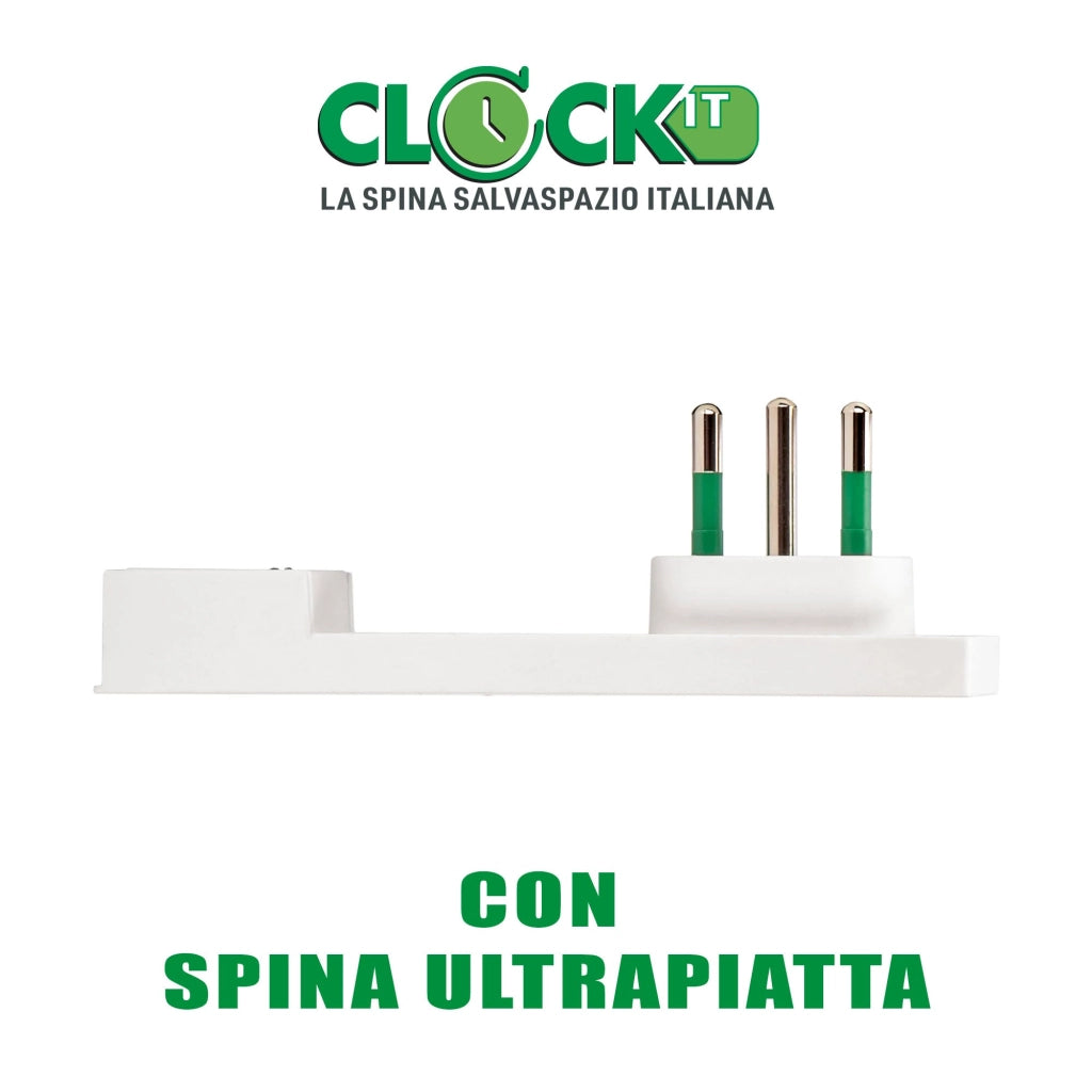 Prolunga Elettrica Lineare Bianca 2P T 10A Salvaspazio Spina e Presa