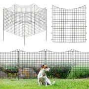 Recinzione da giardino in metallo con 5 pannelli e 5 picchetti, Recinto animali alto 98cm per cani Nero-Decorazioni da giardino