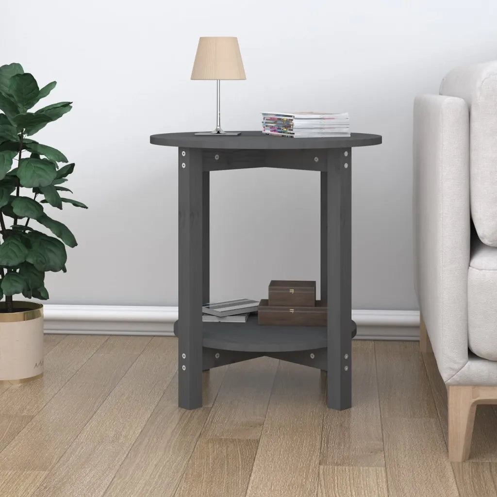 Tavolino da Salotto Grigio Ã˜ 55x60 cm in Legno Massello di Pino cod mxl 6289