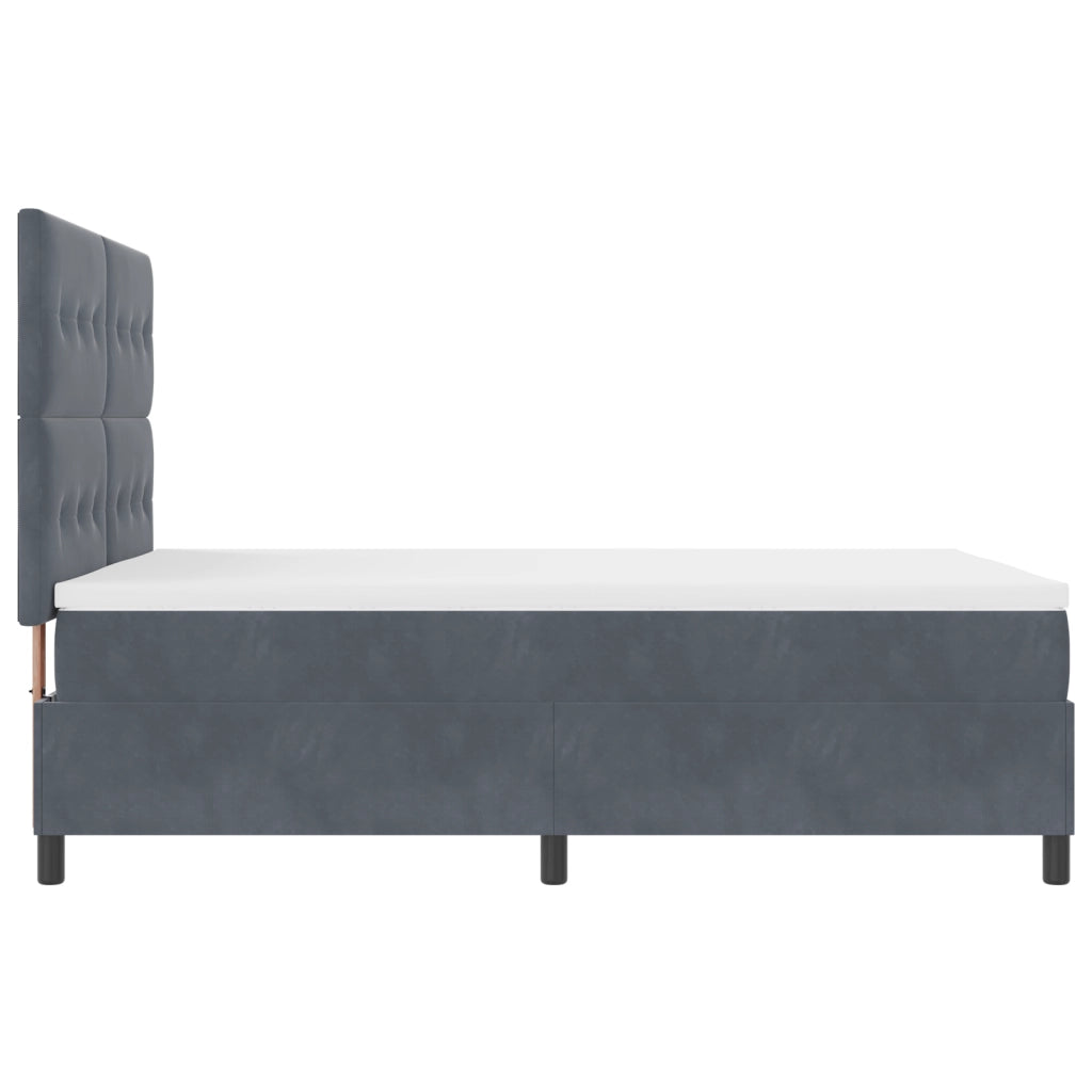 Letto Box Spring con Materasso Grigio Scuro 160x200 cm Velluto