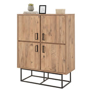 Credenza Katmandu, Buffet da soggiorno, Madia da salotto, Dispensa da cucina, 93x36h115 cm, Quercia e Nero