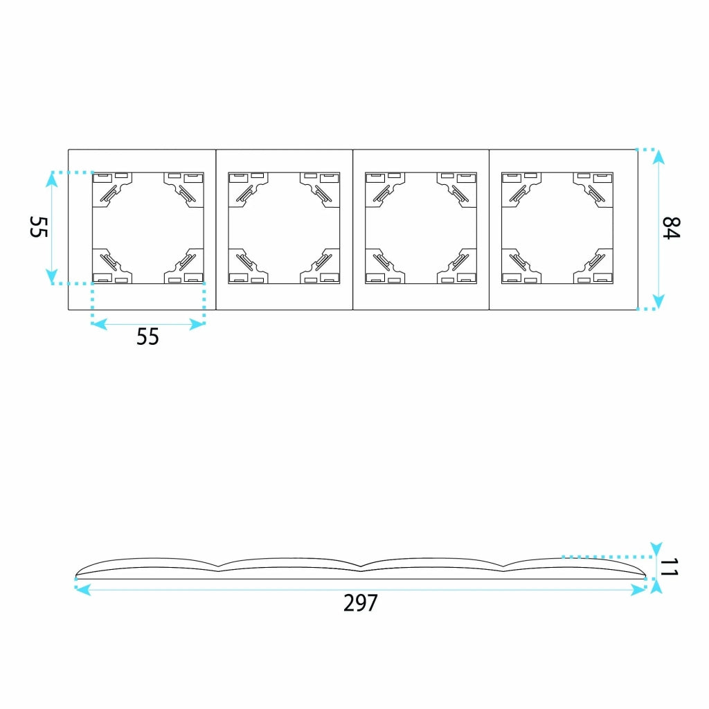Placca Quadrupla Per Prese Oste Jnh016-4f Grey