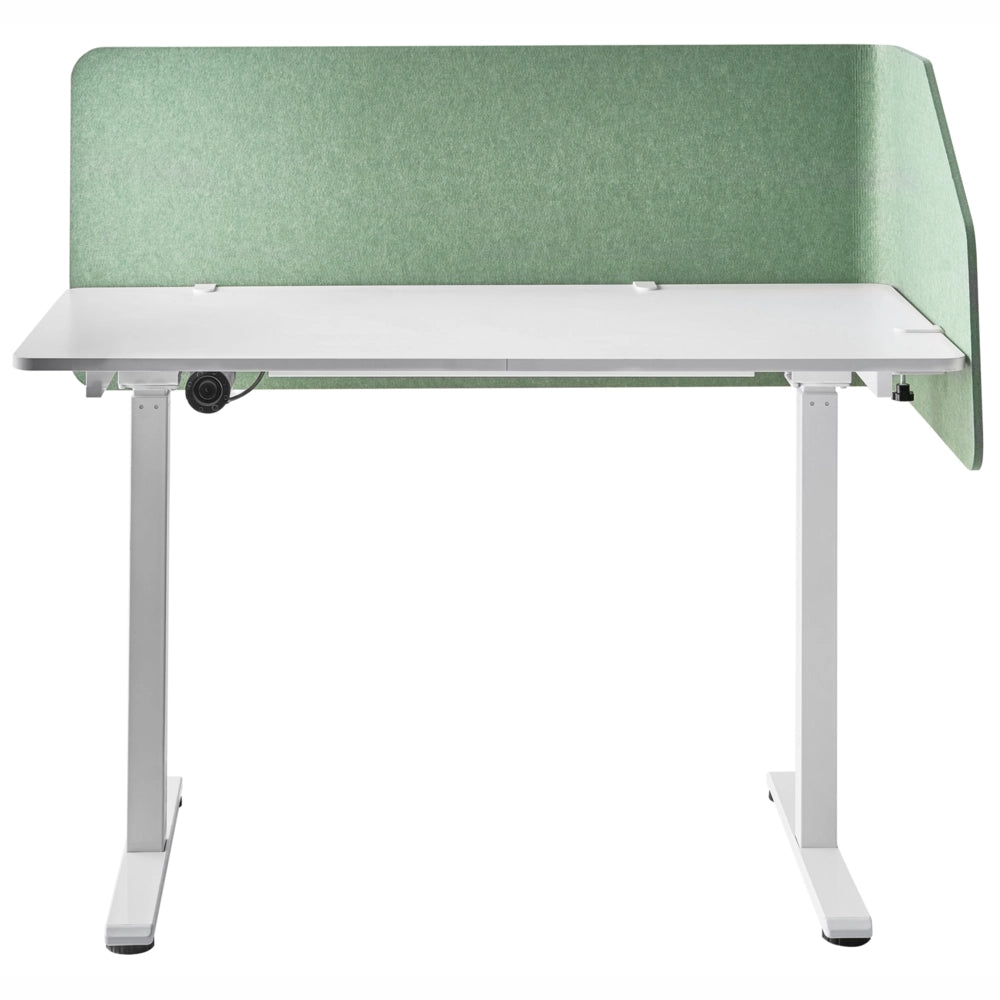 Parete divisoria angolare per scrivania Pannello in PET verde chiaro Morsetti di fissaggio in acciaio 120 x 60 x 50 cm Parete divisoria acustica Modulare Home Office