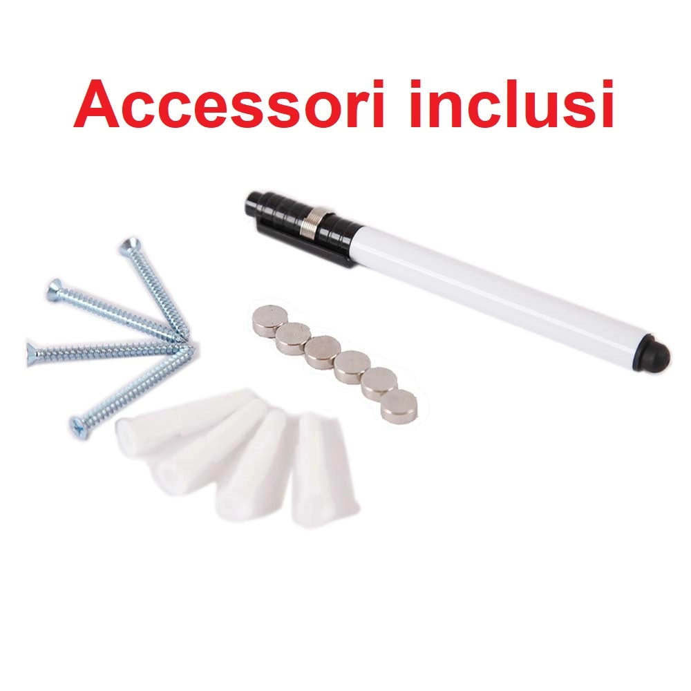 Cassetta Portachiavi con Lavagna Magnetica in Vetro e Magneti da Parete Salvaspazio