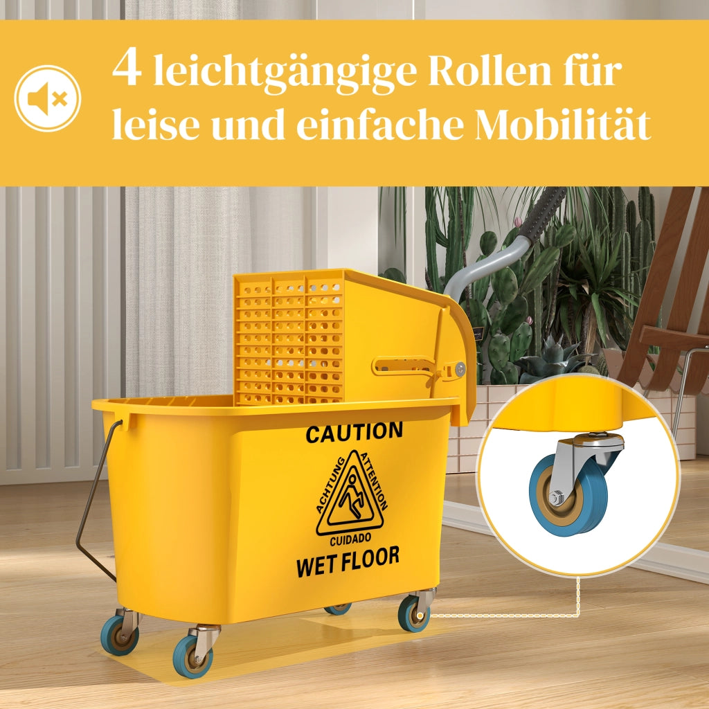 Carrello per la pulizia 20L con spremitore e set di scope ¨C zephmum ¨C 20 litri