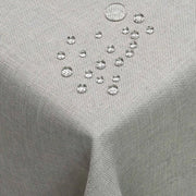 Tavolo quadrato in lino con effetto lotus, protezione contro le macchie, disponibile in 110x140 cm o 140x110 cm, colore grigio chiaro.
