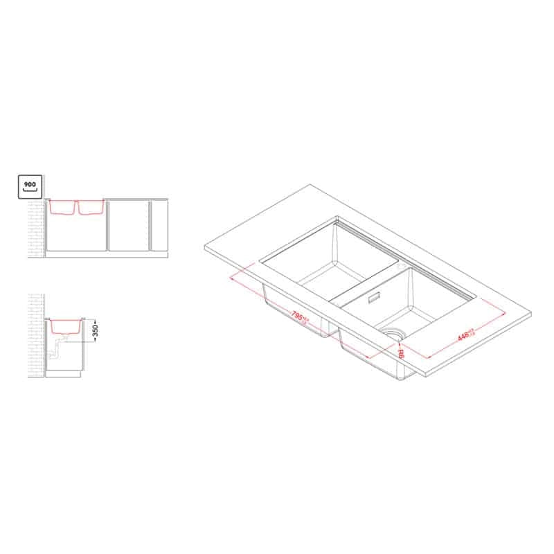 Lavello Elleci Incasso 2 vasche 83,6x48,8 Best 450 Sottotop Granitek Espresso Marrone LGB45078BSO
