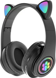 Cuffie wireless Bluetooth con orecchini illuminanti, audio stereo, microfono, cintura regolabile, adatta a desktop, laptop, tablet e smartphone. Colore: nero.