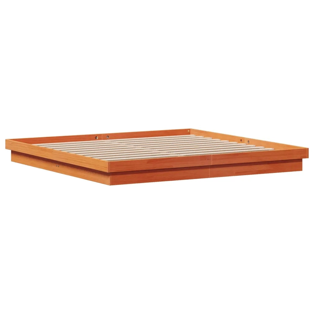 Giroletto LED-Struttura Letto con LED Marrone Cera 200x200 cm in Legno Massello di Pino