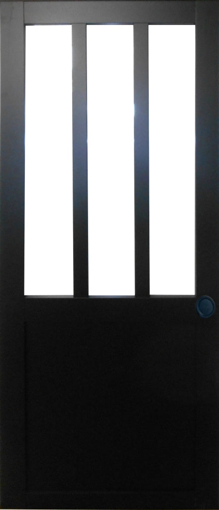 Porta scorrevole nera da officina H204 x L83 e 2 gusci neri