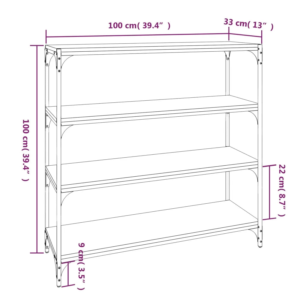 Libreria grigio sonoma 100x33x100cm Legno Multistrato e Acciaio 819360