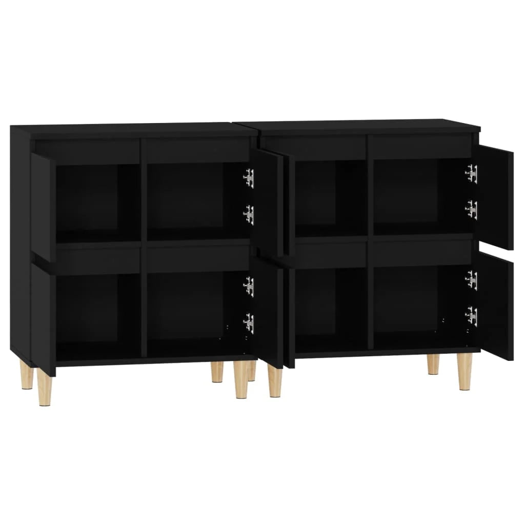 Buffet credenza cassettiera armadio mobile contenitore organizer per cucina soggiorno salotti set da 2 60 x 35 x 70 cm legno ingegnerizzato nero 02_0036922
