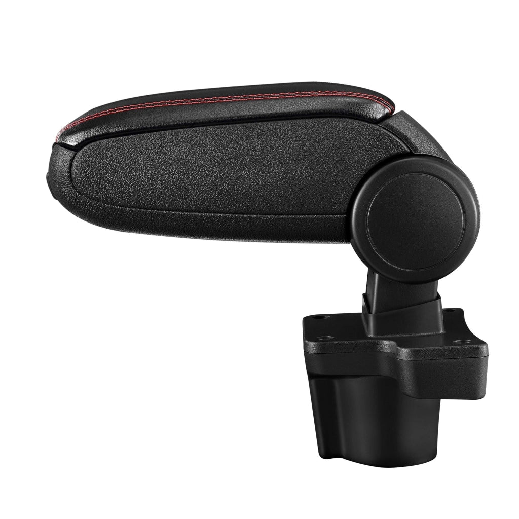 Bracciolo centrale per Mazda 2 (tipo DJ) con scomparto imbottito in similpelle nera con cuciture rosse 03_0000512