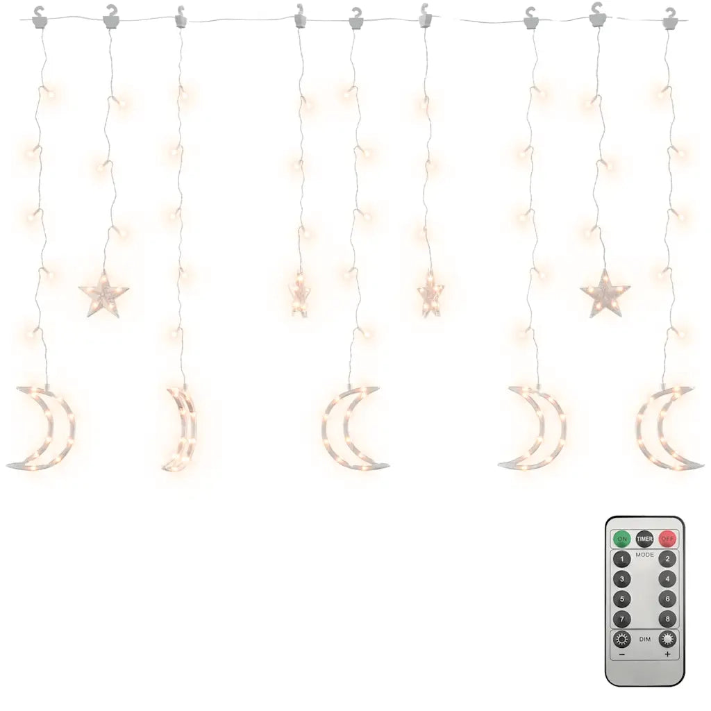 Luci Fatate Stella e Luna con Telecomando 138 LED Bianco Caldo cod mxl 44926