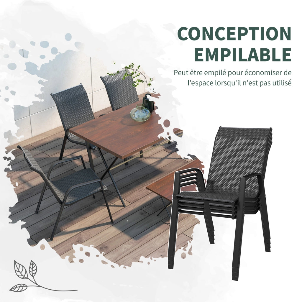 Sedie da giardino impilabili con braccioli ¨C zephmum ¨C effetto rattan