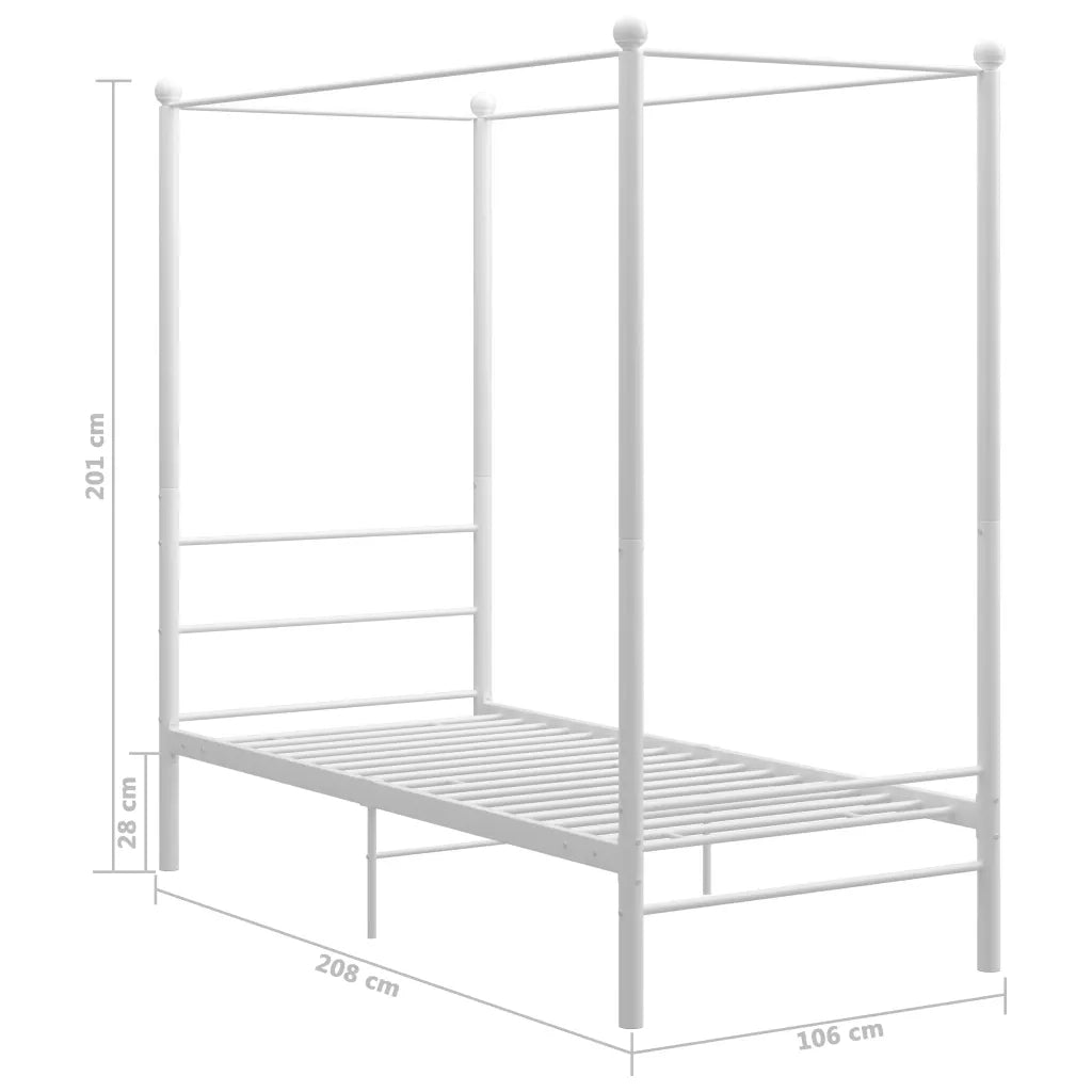 Letto a Baldacchino Bianco in Metallo 100x200 cm cod mxl 64165
