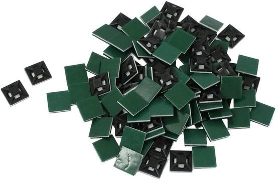 Set di supporti per cavi autoadesivi - 100 pezzi - Soluzione di gestione dei cavi - Nero - 13mm x 13mm x 4mm