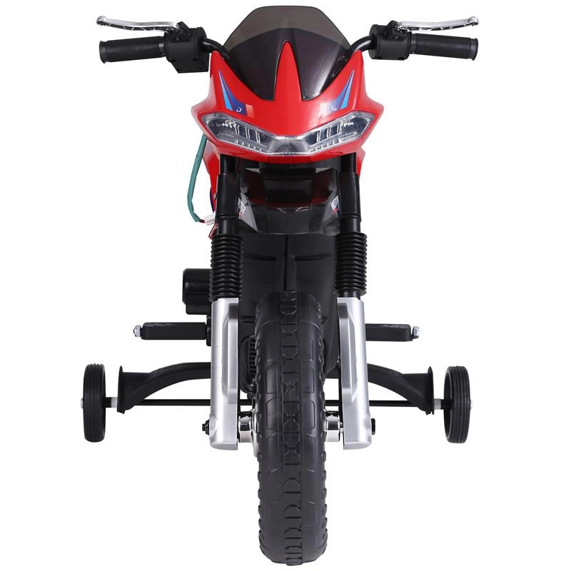 MOTO ELETTRICA BAMBINI DOPPIA SOSPENSIONE CON MUSICA E LUCI PER BAMBINI DA 3 A 8 ANNI ROSSA
