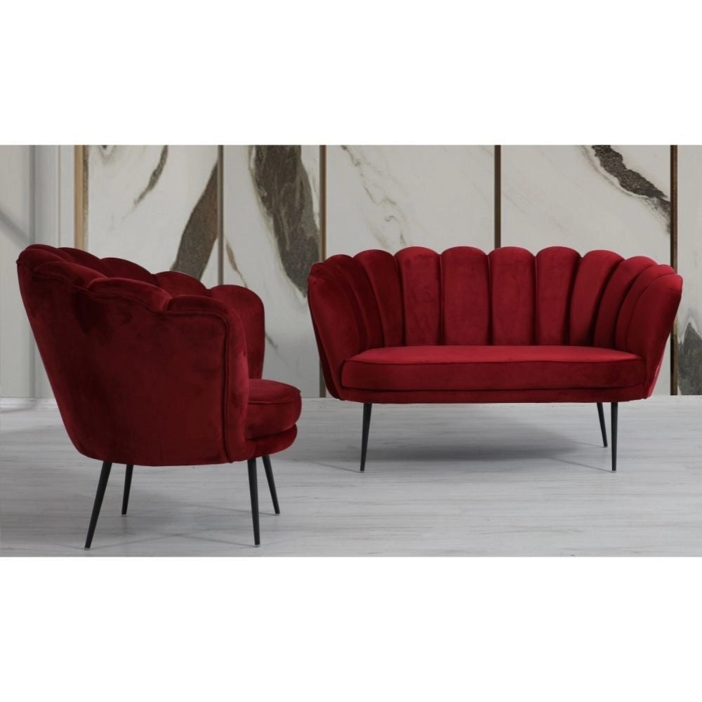 Poltrona a conchiglia Orel in velluto colore rosso