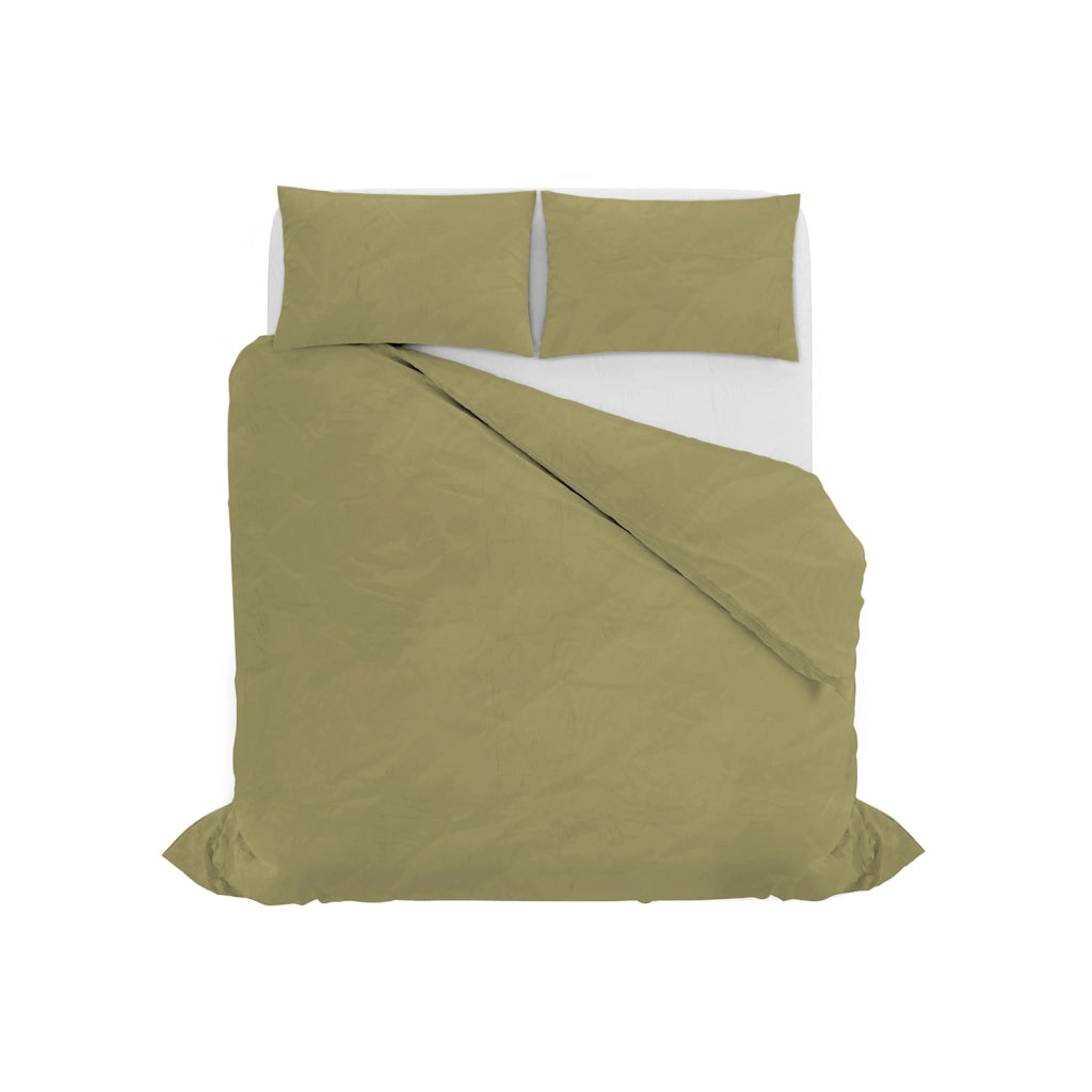 Copripiumino Matrimoniale con Sacco e Federe Linea Water Washed Ocra