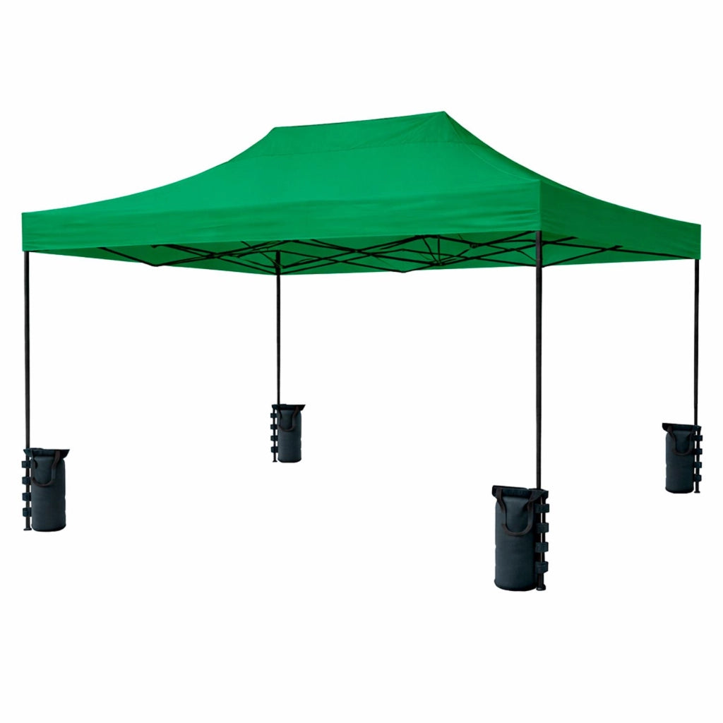 Gazebo Professionale In Acciaio Richiudibile Automatico Con Telo Oxford 1200D PVC Impermeabile E Anti UV Struttura A Fisarmonica Completo Di Sacche Zavorra E Borsa Trasporto Per Sagre Feste Eventi 3x4.5 M Verde