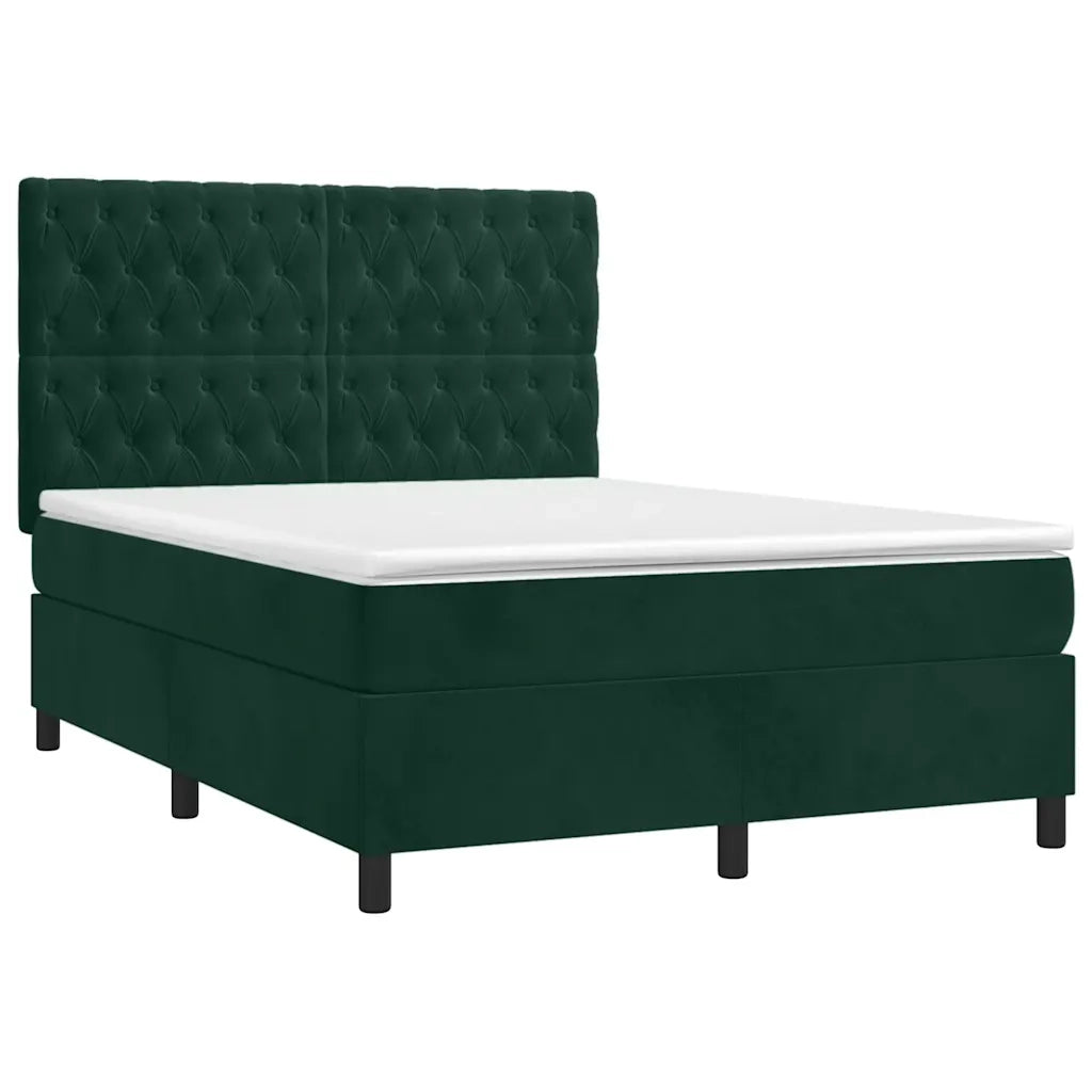 Giroletto a Molle con Materasso Verde Scuro 140x200 cm Velluto 3143208