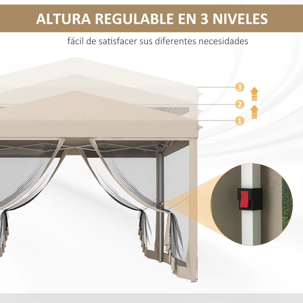 Casetta da Giardino 3x3 m con Zanzariere ¨C Zephmum ¨C Beige Acciaio