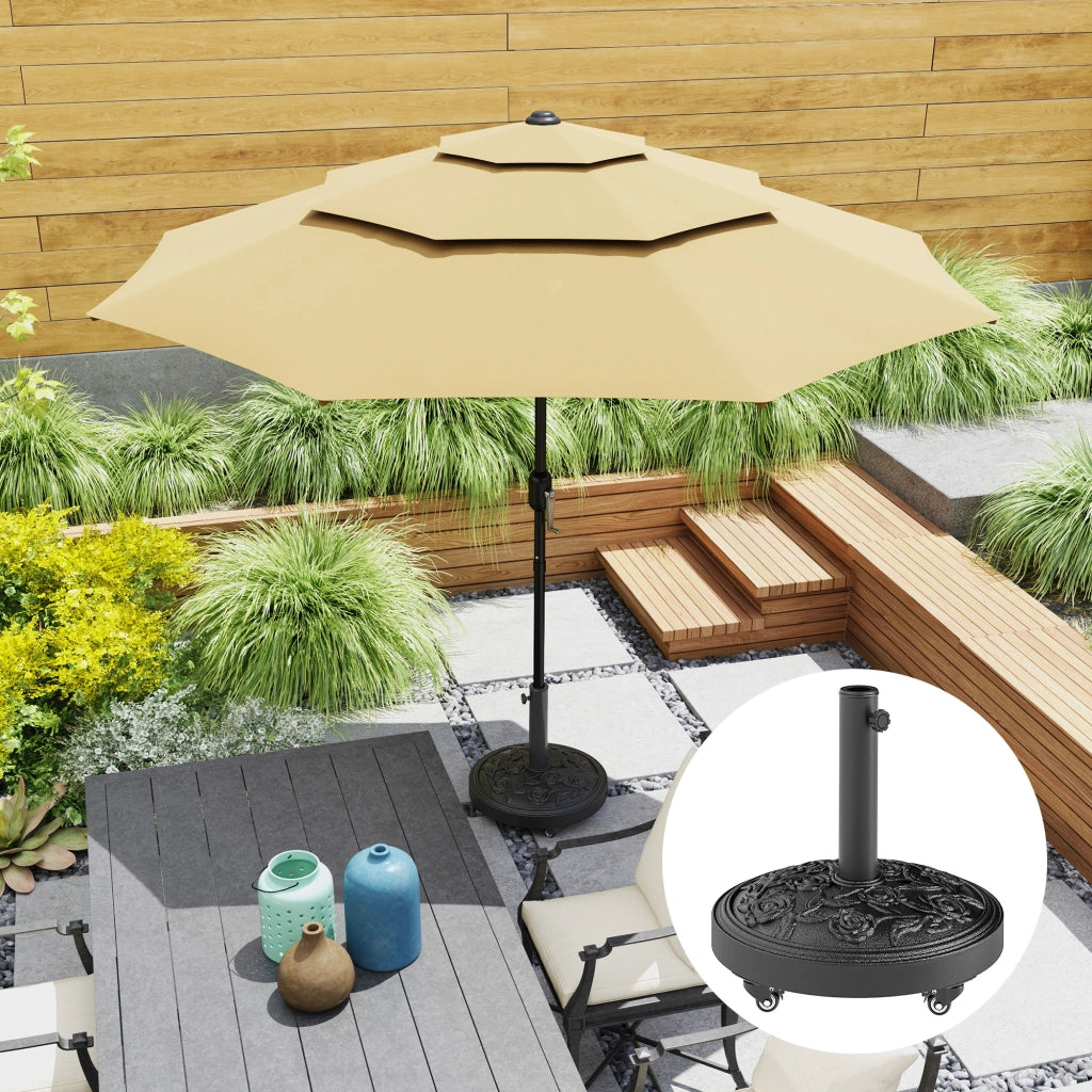 Socle Parasol Esterno in Resina 21 kg ¨C zephmum ¨C Nero, ? 49x42 cm, per mastro ?32/38/48 mm, con ruote