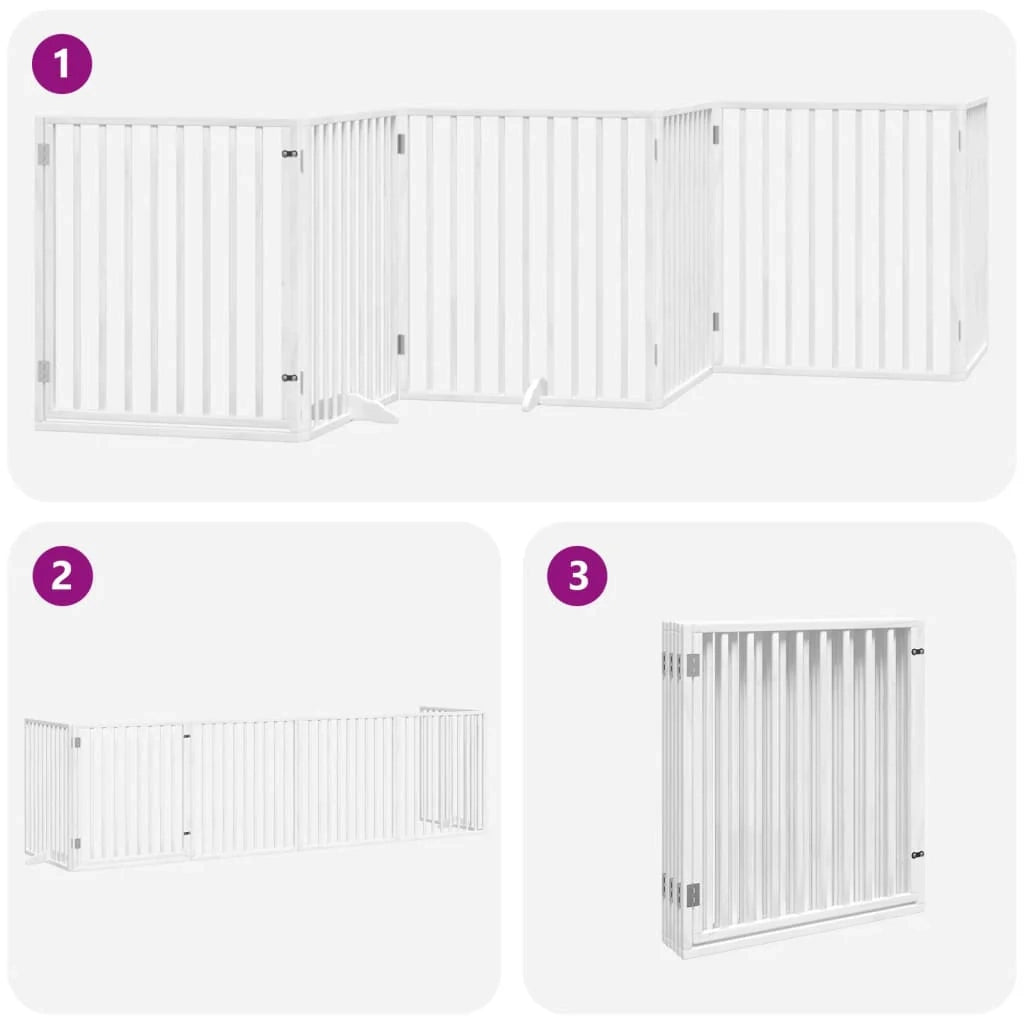 Cancelletto di sicurezza per animali domestici porta pieghevole 6 pannelli legno di pioppo bianco 02_0023231