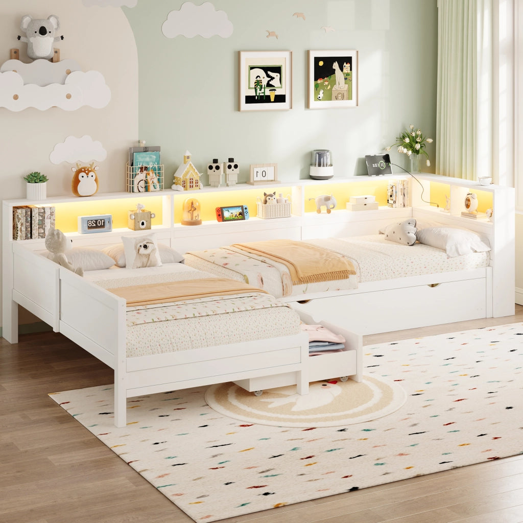 letto piattaforma in legno bianco 225 x 314.5 cm