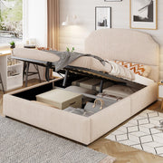 Letto Contenitore Imbottito 140x200 ¨C MINIMAL ¨C Tessuto a Righe, Testiera, Idraulico