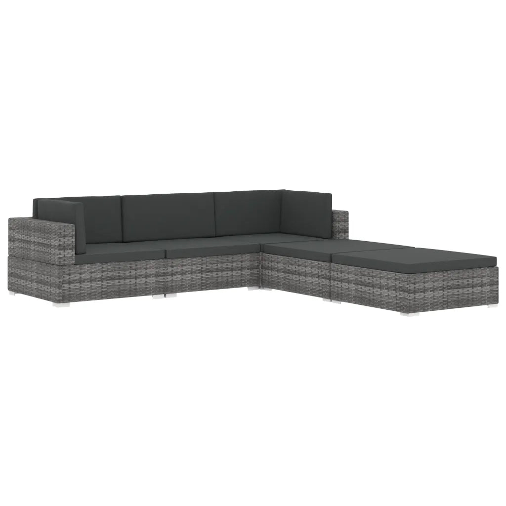 Poltrona Modulare ad Angolo 1 pz con Cuscini in Polyrattan Nero 46798