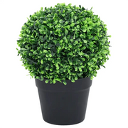 Piante di Bosso Artificiale 2 pz a Sfera con Vaso-Piante Decorative Verde 37 cm