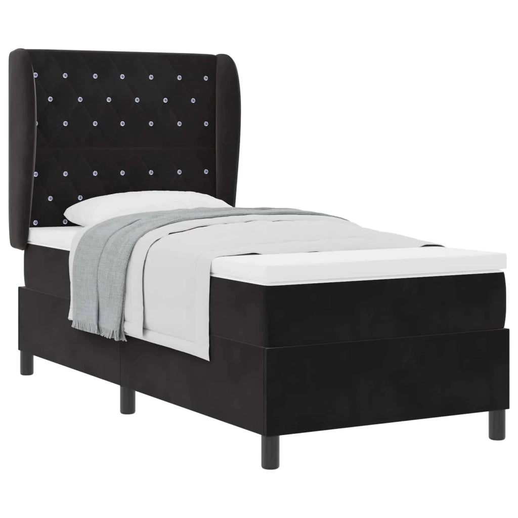 Letto a molle con materasso Nero 200 x 100 cm Poliestere 3340864
