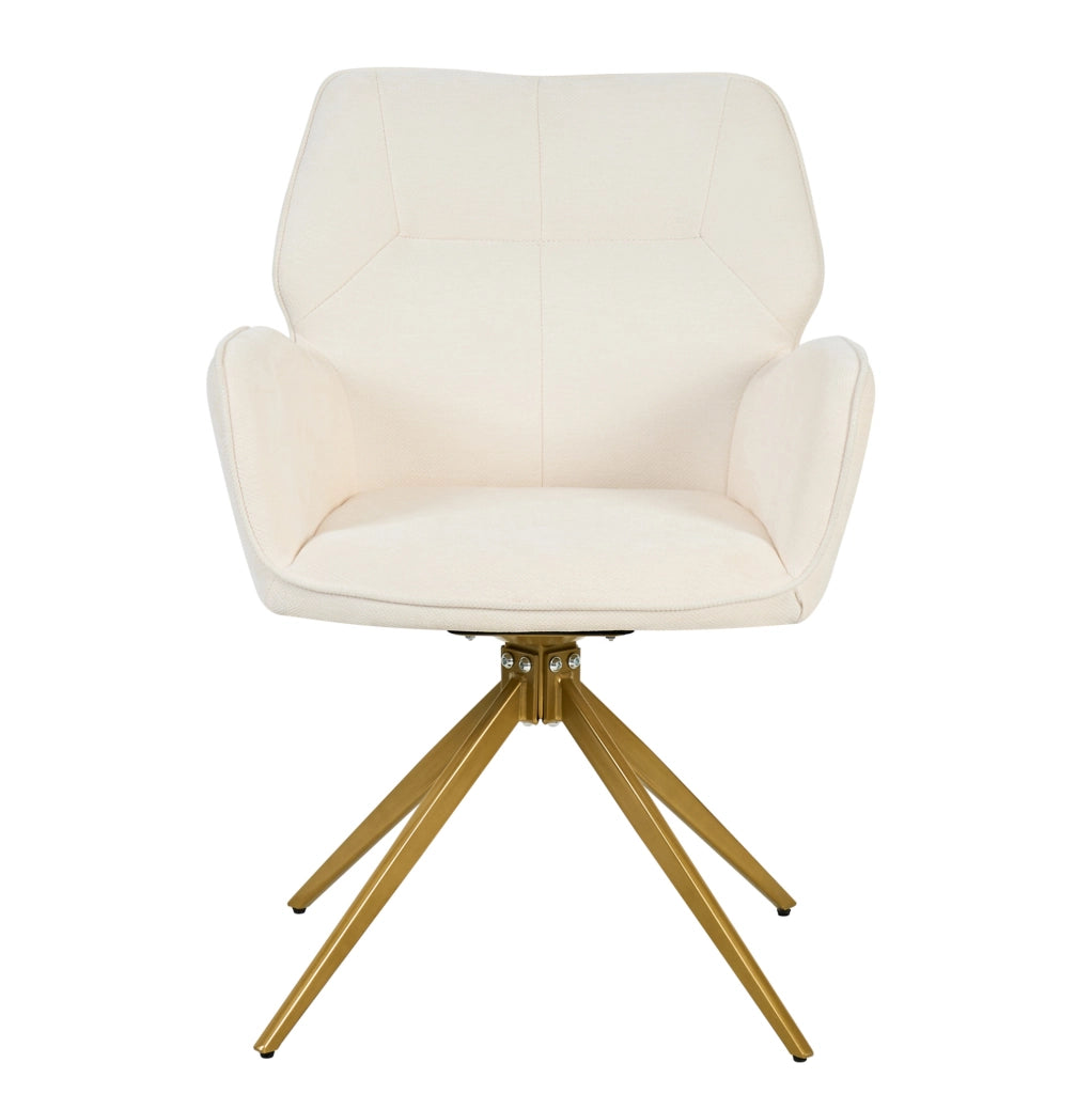Set di 2 sedie girevoli 60.0x56.0x59.0 cm con schienale e braccioli in chenille e metallo crema