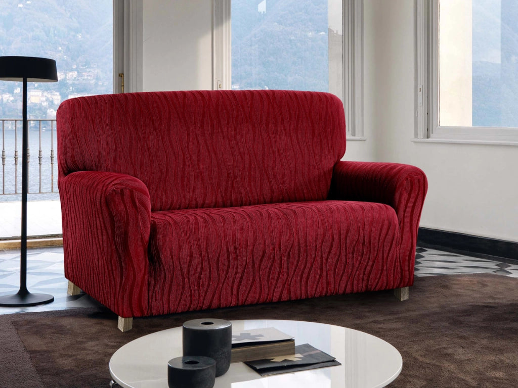Copridivano Sofà Poltrona Elasticizzato Protezione Macchie Modello Wonderful - 4 Posti - Bordeaux