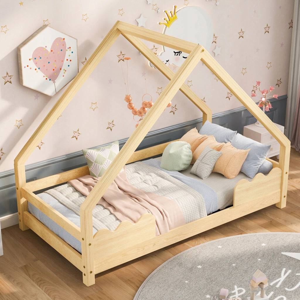 Letto singolo per bambini in legno naturale - Xylo - 90x200 cm