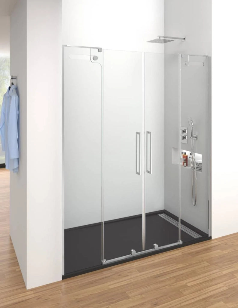 Porta doccia scorrevole 1+1 in acciaio ELLEGNACE (VETRUM) 160 cm